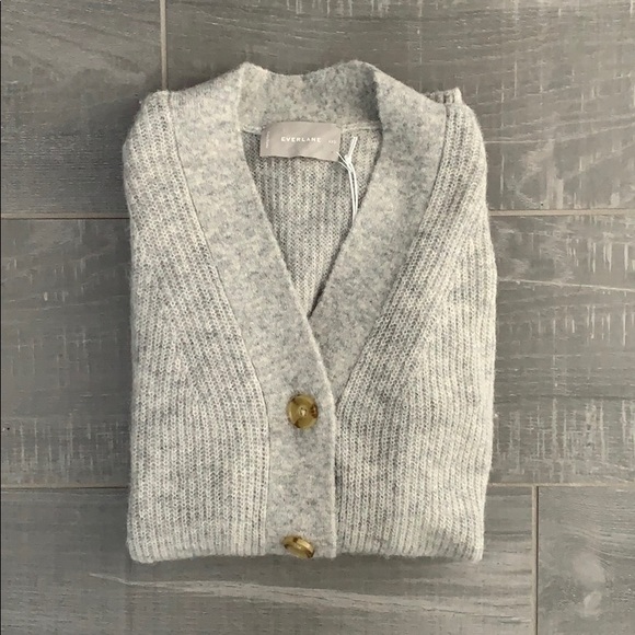 Everlane Oversized Alpaca Cardigan XXS Light Grey - Picture 3 of 5